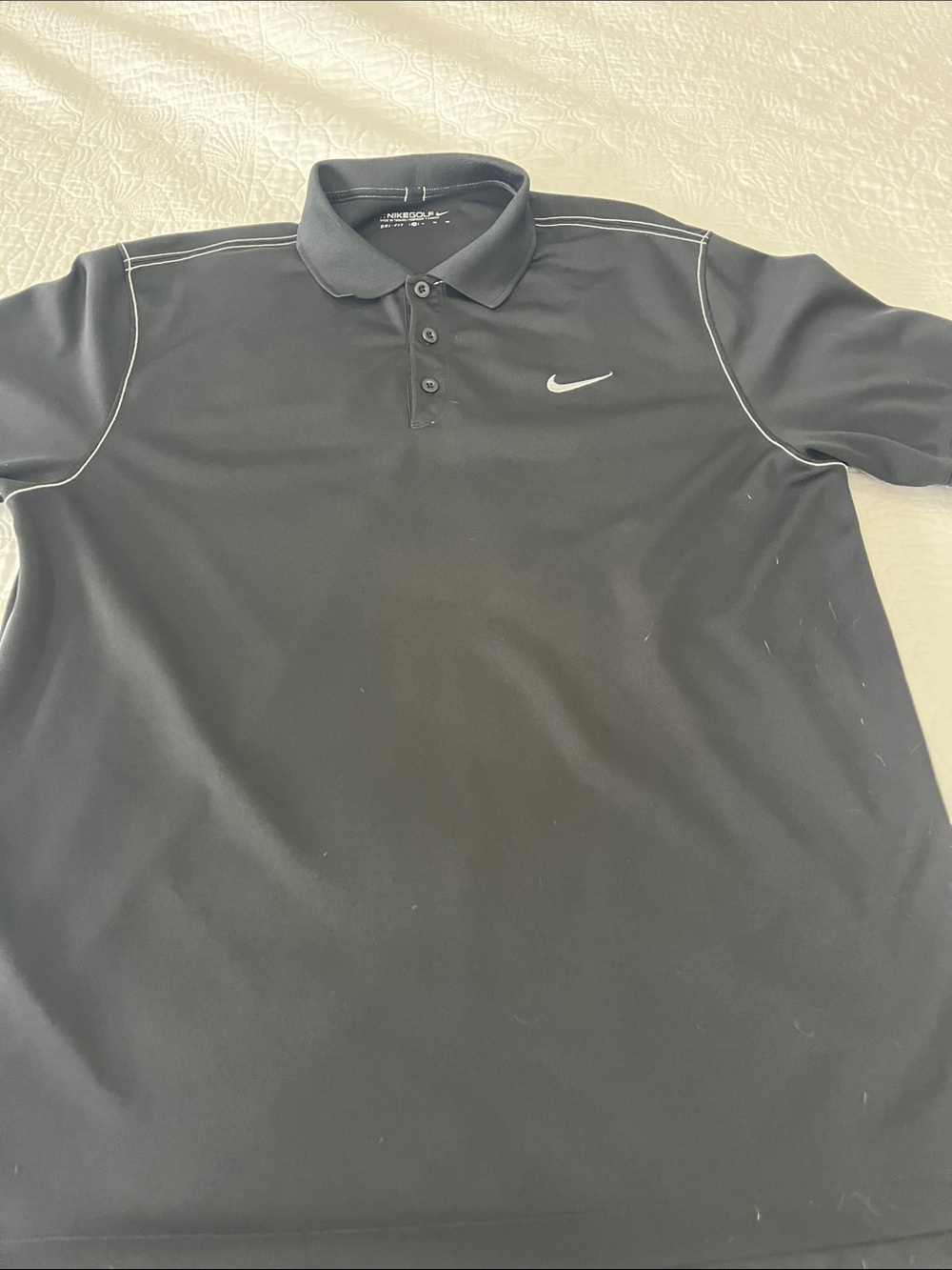Nike Black golf Polo with White Swoosh
